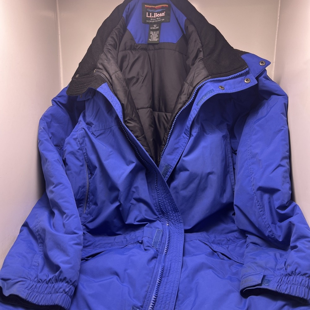 LL Bean Mens XL Insulated Jacket Blue Thinsulate Coat Outdoor Hooded